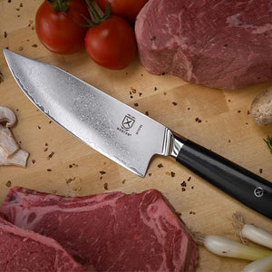 Mercer - Damascus Style 8" Super Steel Hunter Chef's Knife with Black Handle - M13795