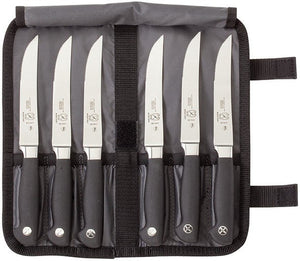 Mercer - Genesis 11" x 5" x 0.75" Germán Steel Serrated Steak Knife with Black Handle, Set Of 7 - M21920