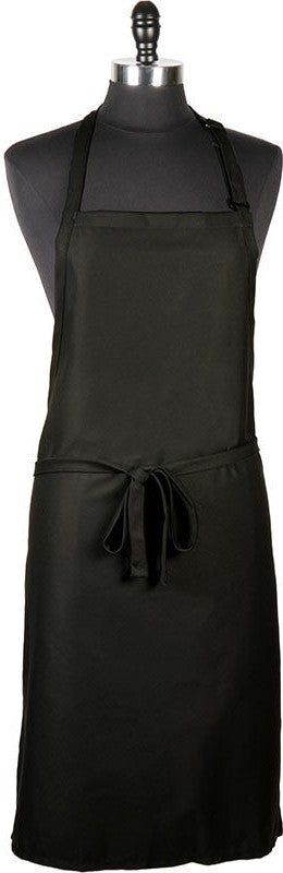 Mercer - Genesis 33" x 23" Poly Cotton Black Bib Apron without Pocket - M61120BK