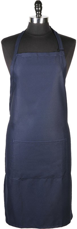 Mercer - Genesis 33" x 23" Poly Cotton Navy Blue Bib Apron with Pocket - M61110NB