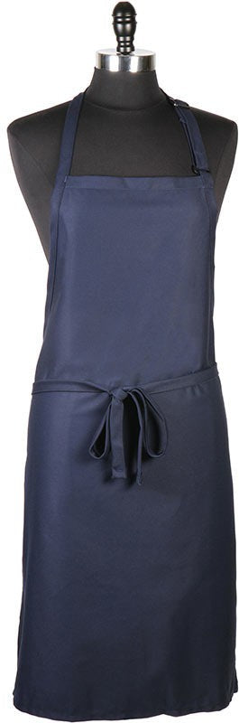 Mercer - Genesis 33" x 23" Poly Cotton Navy Blue Bib Apron without Pocket - M61120NB