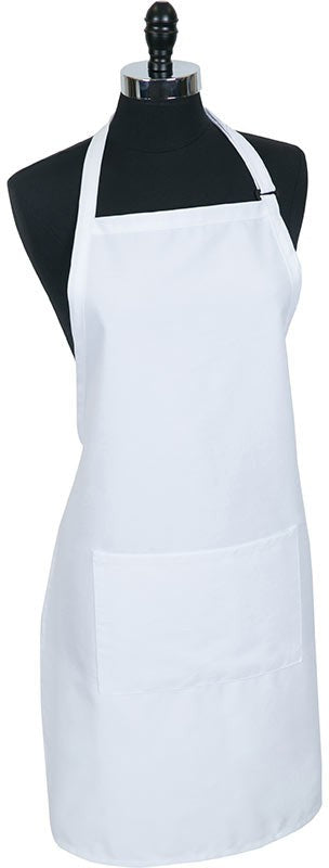 Mercer - Genesis 33" x 23" Poly Cotton White Bib Apron with Pocket - M61110WH