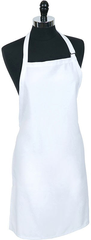 Mercer - Genesis 33" x 23" Poly Cotton White Bib Apron without Pocket - M61120WH