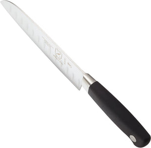 Mercer - Genesis 7" German Steel Granton Edge Santoku Knife with Black Handle – M20707