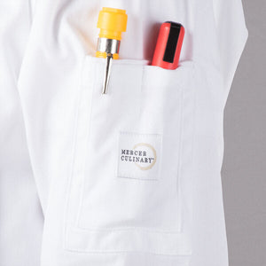 Mercer - Genesis White Poly Cotton Unisex Short Sleeve Chef Jackets with Traditional Button - M61012WH