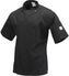 Mercer - Genesis® Black Poly Cotton Unisex Short Sleeve Chef Jackets with Cloth Knot Buttons - M61022BK