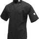 Mercer - Genesis® Black Poly Cotton Unisex Short Sleeve Chef Jackets with Cloth Knot Buttons - M61022BK