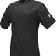 Mercer - Genesis® Black Poly Cotton Women Short Sleeve Chef Jackets with Cloth Knot Button - M61042BK