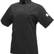 Mercer - Genesis® Black Poly Cotton Women Short Sleeve Chef Jackets with Traditional Button - M61032BK