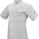 Mercer - Genesis® White Poly Cotton Women Short Sleeve Chef Jackets with Cloth Knot Button - M61042WH