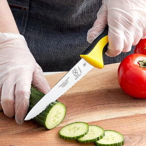 Mercer - Millennia 6" Stainless Steel Wavy Edge Utility Knife with Yellow Handle - M23406YL