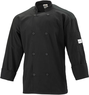 Mercer - Millennia Air® Black Poly Cotton Unisex Full Mesh Cook Jacket with Traditional Button - M60017BK