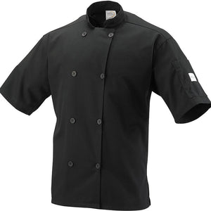 Mercer - Millennia Air® Black Poly Cotton Unisex Short Sleeve Cook Jacket with Full Mesh Back - M60019BK