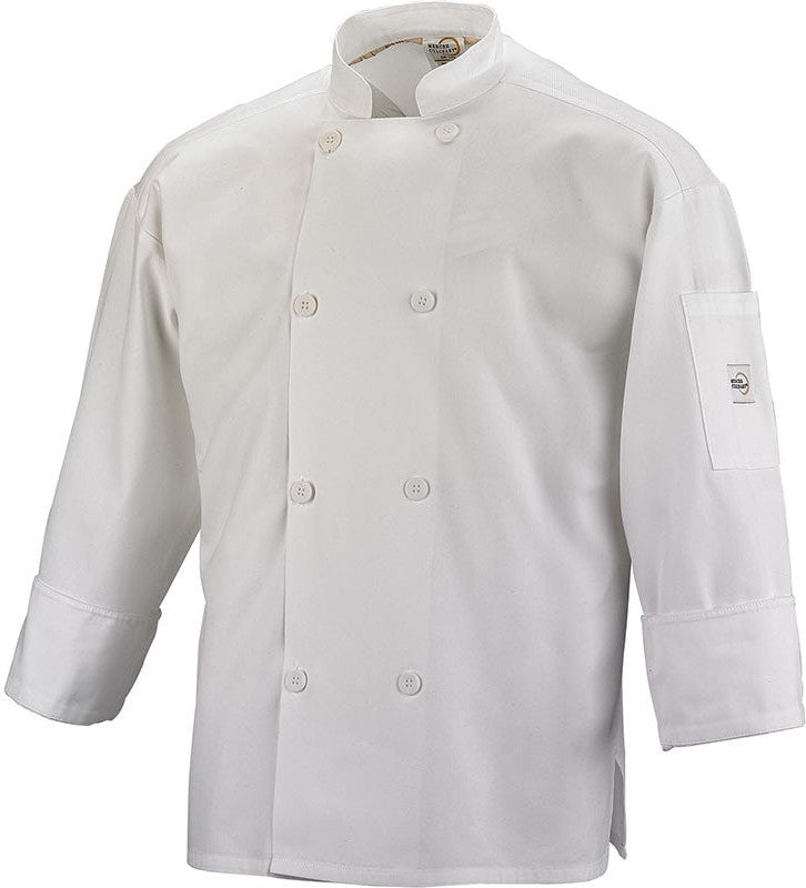 Mercer - Millennia Air® White Poly Cotton Unisex Full Mesh Cook Jacket with Traditional Button - M60017WH