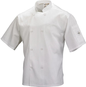 Mercer - Millennia Air® White Poly Cotton Unisex Short Sleeve Cook Jacket with Full Mesh Back - M60019WH