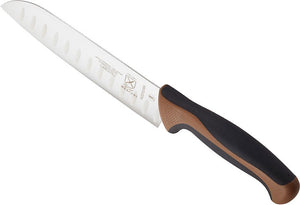 Mercer - Millennia Colors 7" Japanese Steel Granton Edge Santoku Knife with Brown Handle - M22707BR