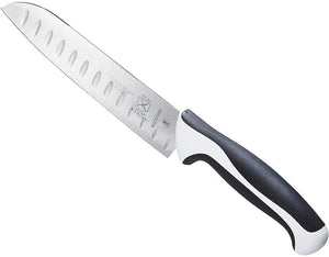 Mercer - Millennia Colors 7" Japanese Steel Granton Edge Santoku Knife with White Handle - M22707WBH