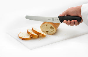 Mercer - Millennia® 10" Japanese Steel Left Handed Wavy Edge Wide Bread Knife with Black Handle - M23211