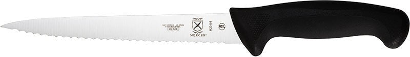 Mercer - Millennia® 8" Japanese Steel Wavy Edge Utility Knife with Black Handle - M23408