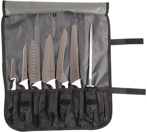 Mercer - Millennia® Black Knife Roll with Japanese Steel Knives with Black Handle, Set Of 8 - M21820