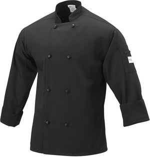 Mercer - Millennia® Black Poly Cotton Unisex Cook Jacket with Cloth Knot Buttons - M60012BK