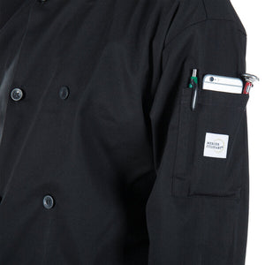 Mercer - Millennia® Black Poly Cotton Unisex Cook Jacket with Traditional Buttons - M60010BK