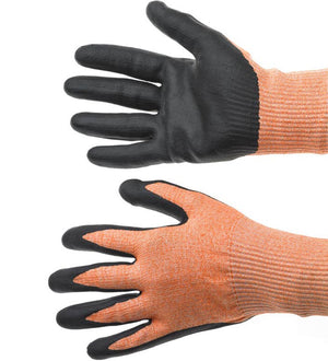 Mercer - Millennia® Nitrile and Nylon Orange/Black Food Processing Gloves with Multi Color Cuff - M33425