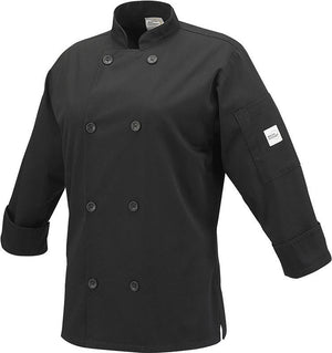 Mercer - Millennia® Poly Cotton Black Women Cook Jacket with Traditional Button - M60020BK