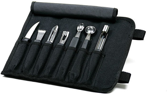 Mercer - Polypropylene Black Garnishing Kit with Stainless Steel Tools Set, Set Of 8 - M40000P