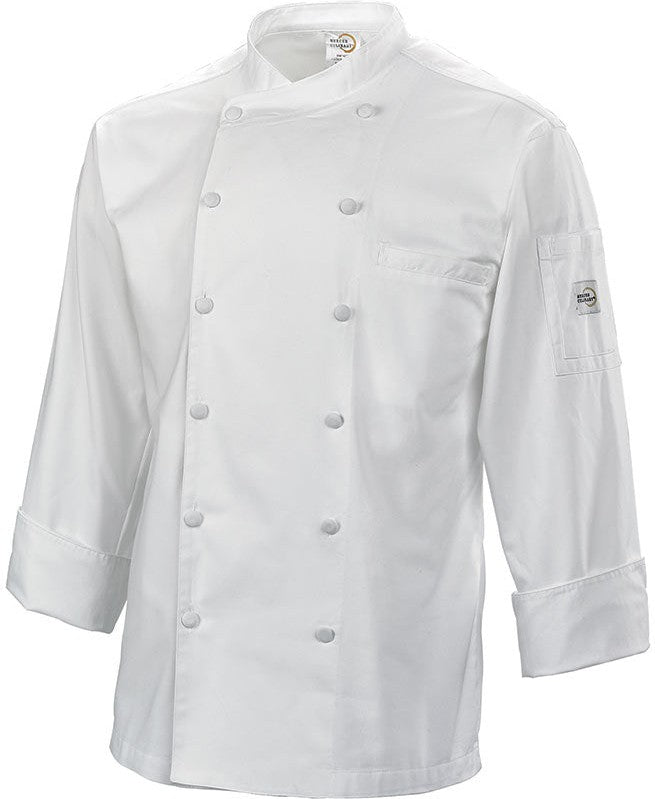 Mercer - Renaissance Poly Cotton White Men's Scoop Neck Chef Jacket - M62010WH