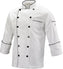 Mercer - Renaissance Poly Cotton White Men's Traditional Neck Chef Jacket with Full Black Piping - M62090WB