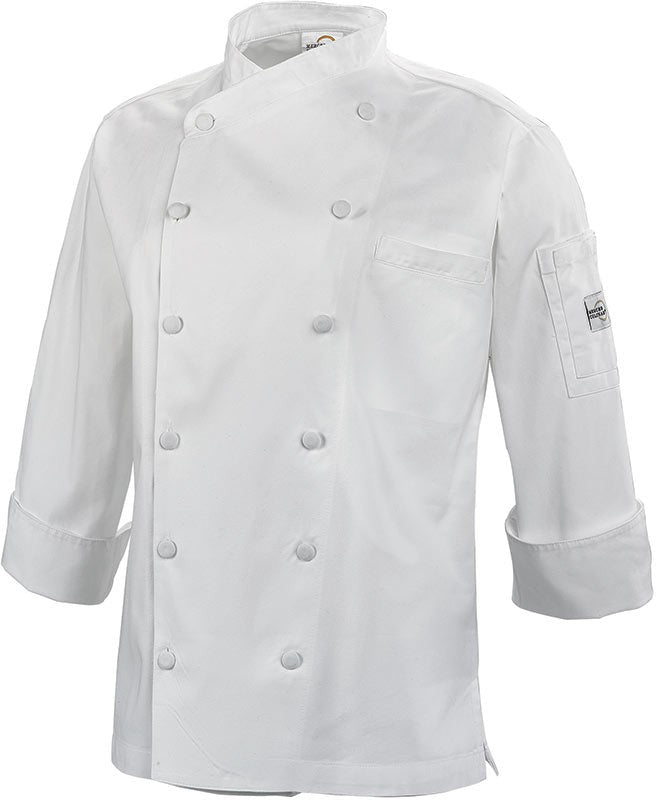 Mercer - Renaissance Poly Cotton White Women's Scoop Neck Chef Jacket - M62040WH