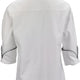 Mercer - Renaissance Poly Cotton White Women's Scoop Neck Chef Jacket with Black Piping on Neck and Cuffs - M62050WB