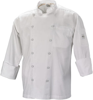 Mercer - Renaissance White Poly Cotton Men's Traditional Neck Chef Jacket - M62030WH