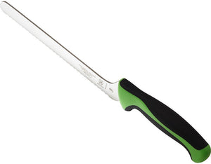 Mercer - Ultimate White 8" Japanese Steel Wavy Edge Offset Bread Knife with Green Handle - M22418GR