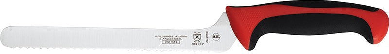 Mercer - Ultimate White 8" Japanese Steel Wavy Edge Offset Bread Knife with Red Handle - M22418RD