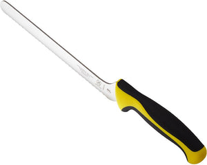 Mercer - Ultimate White 8" Japanese Steel Wavy Edge Offset Bread Knife with Yellow Handle - M22418YL