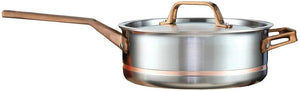 Meyer - 4 L CopperClad 5-Ply Copper Core Stainless Steel Sauté Pan with Lid - 3908-24-04