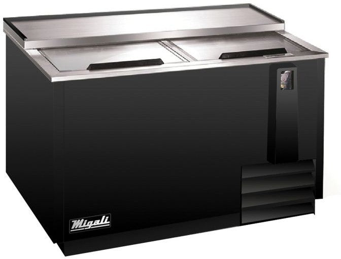 Migali - 115V, 50" Black Steel Side Mounted Horizontal Bottle Coolers With Two Solid Slide Lid - C-HBC50-HC