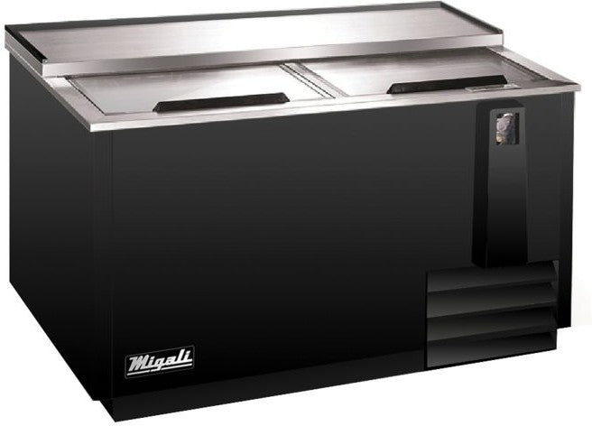 Migali - 115V, 65" Black Steel Side Mounted Horizontal Bottle Coolers With Two Solid Slide Lid - C-HBC65-HC