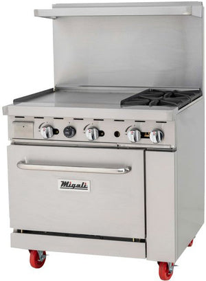 Migali - 2 Liquid Propane Burner Range With 24" Left Side Griddle & Oven - C-RO2-24GL-LP