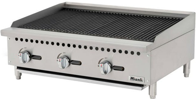 Migali - 36″, 105,000 BTU Stainless Steel Char Rock Broiler - C-CR36