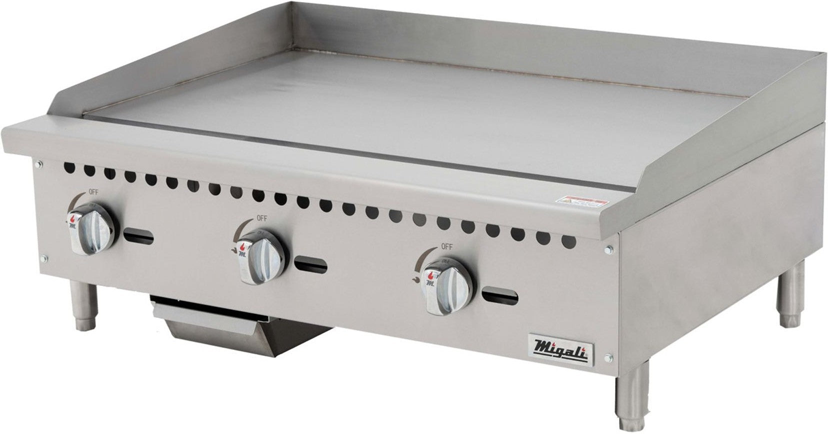 Migali - 36" Natural Gas Stainless Steel Manual Griddles - C-G36