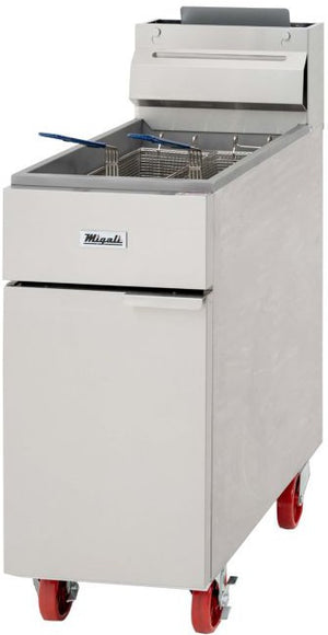 Migali - 40 lb Three Burner Natural Gas Stainless Steel Commercial Deep Fryers - C-F40-NG