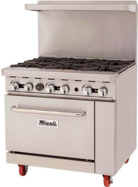 Migali - 6 Natural Gas Burner Range With Oven - C-RO6-NG