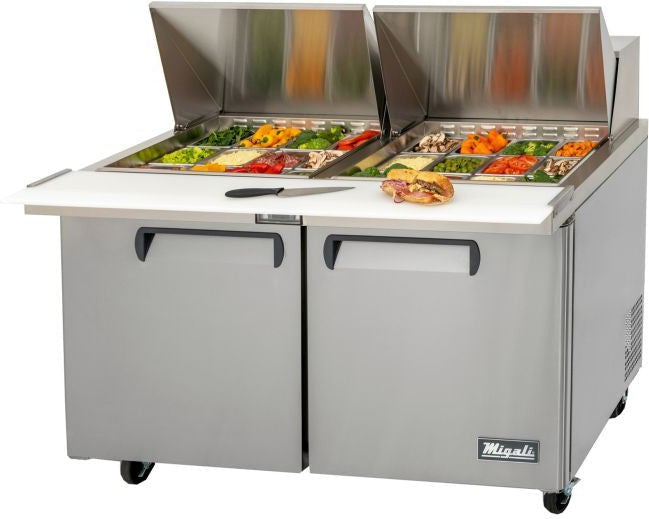 Migali - 60", 24 Pan, Big Top Pan Sandwich Prep Table With Double Door (Pans Not Included) - C-SP60-24BT-HC