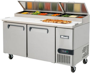 Migali - 67" Two Section Refrigerated Pizza Prep Table With Double Door - C-PP67-HC