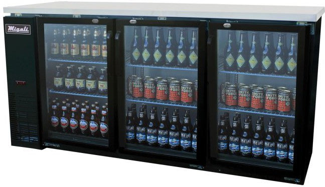 Migali - 72" Three Section Back Bar Cooler with Three Glass Door - C-BB72G-HC