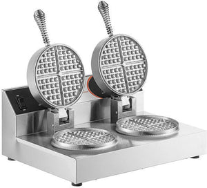 Nemco - 120V 7" Round Dual Waffle Maker with Cast Aluminum Grids and Silverstone - 7000A-2S