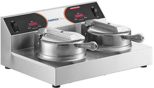 Nemco - 120V 7" Round Dual Waffle Maker with Cast Aluminum Grids and Silverstone - 7000A-2S